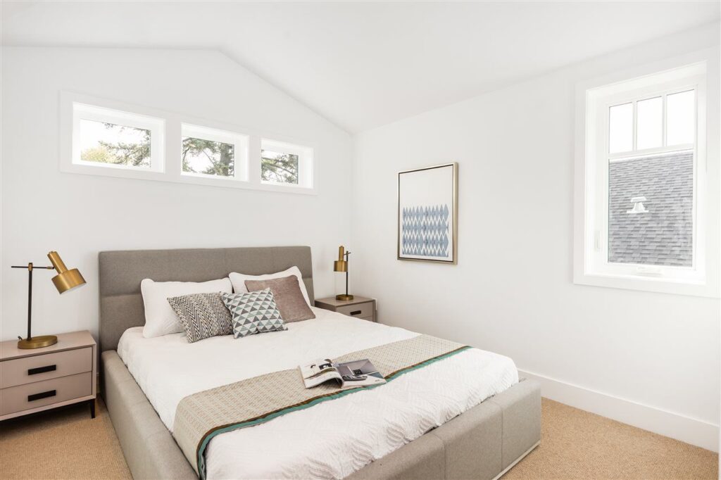 white windows in a bedroom