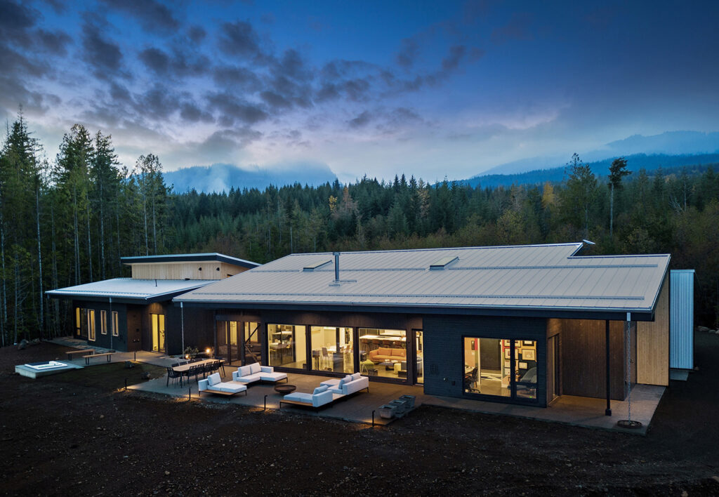 Home at twilight.