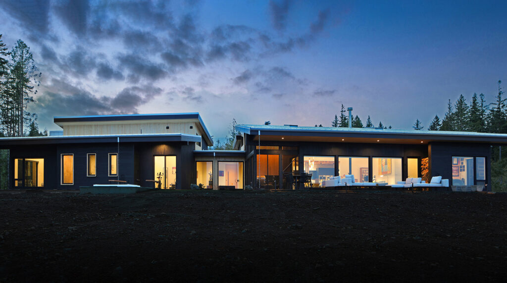 Home at twilight.