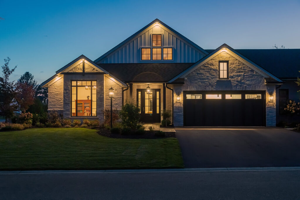 House black windows photographed at dusk.